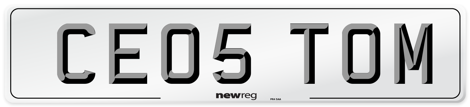 CE05 TOM Number Plate from New Reg